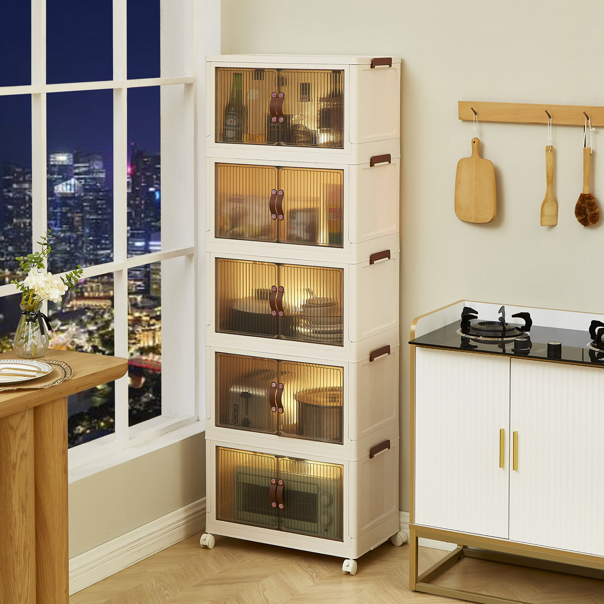 5 Layers Stackable Storage Box with Wheels for Home Living Room Office Wardrobe